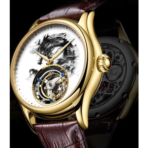 Aesop 2021 Real Tourbillon Mechanical Men Watch Waterproof Sapphire Glass Ink Painting Dragon Automatic Watch Relogio Masculino