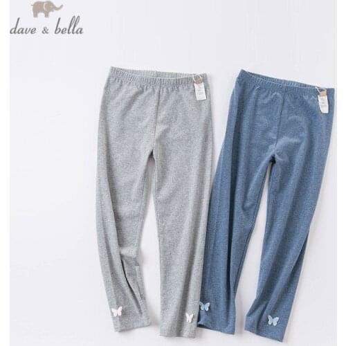 DB10568-K dave bella autumn 5Y-13Y kids girls fashion butterfly appliques pants children boutique casual full-length pants