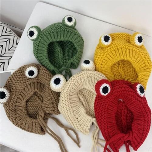 Baby Frog Hat Beanies Knitted Winter Hat Solid Hip-hop Skullies Knitted Hat Cap Costume Accessory Gifts Warm Winter Bonnet