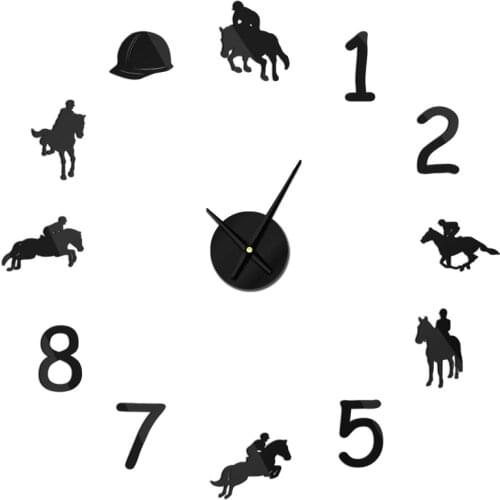 1Piece DIY Equestrians Large Wall Clock Modern Design Cowboys Rodeo Horse Riding Frameless Giant Home Decor Wall Watch Clock