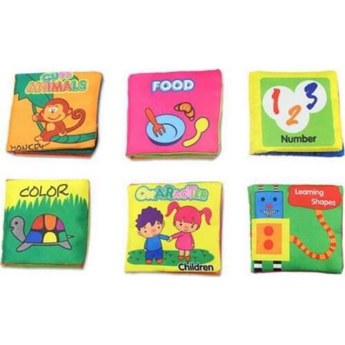 EBOYU(TM) 6Pcs Babys Fabric Washable Soft Cloth Book Early Education Intelligent Toy for Infant Toddler Kids Learning