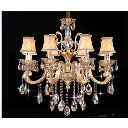 European Alloy S Golden Color Antique K9 Crystal Chandelier In Promotion Copper E14 LED AC Alloy Crystal Lamp Lustre Suspension