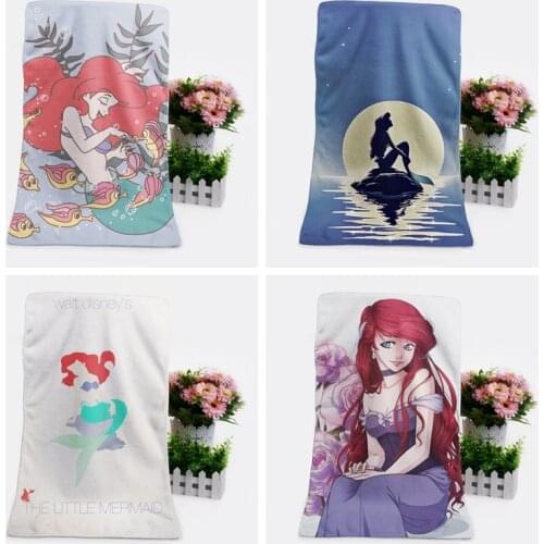 Disney Mermaid Anime Figures Cartoon Product Cosplay Accessories Customized Bath Towel Washcloth Gift