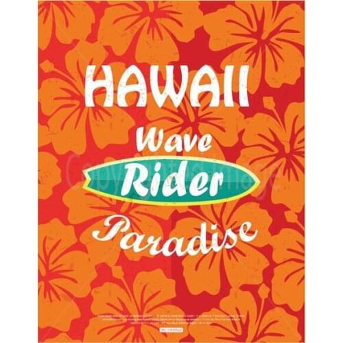HAWAII WAVE RIDER PARADISE LARGE METAL TIN SIGN POSTER RETRO VINTAGE PLAQUE Antique Signs