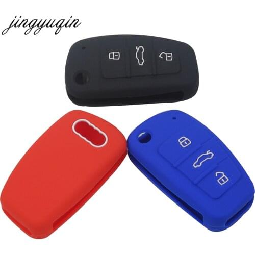 Jingyuqin 30pcs/lot Silicone Car Key Case Skin for Audi A3 A4 Cabriole A6 TT Allroad Q3 Q7 R8 S6 SQ5 RS4 Remote Fob Cover