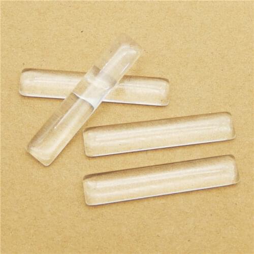 Julie Wang 4pcs 50*10mm Thin Rectangle Clear Glass Flat Back Tile Dome Cabochons For Necklace Bracelet Jewelry Making Accessory