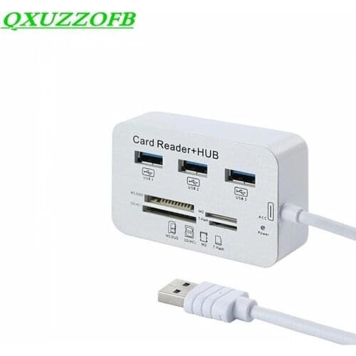 Card reader USB 3.0 4in1 USB 3ports HUB 5 Gbps high Speed Switch power adapter superspeed for M2/TF/SD/MS laptop PC