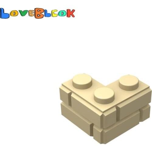 Brick 2x2 Corner with Embossed Bricks For Wall House Building Blocks Assembles MOC Parts DIY Toys Creative For Kids 10pcs/Lot