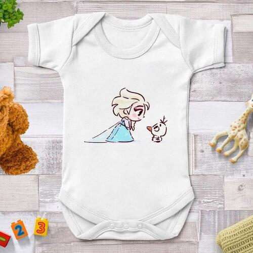Frozen Elsa Princess Rompers For Baby Girls Newborn Jumpsuits Harajuku Cute Cartoon Baby Girl Clothes Bebe Cute Outfits 0-24M