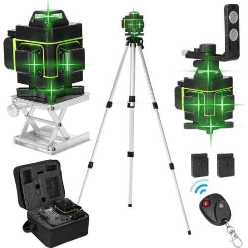 LCD Display 16 Lines Laser Level Tool Vertical Horizontal Line 3° Self-leveling with Laserline Brightness with 1.5M Tripod Stand