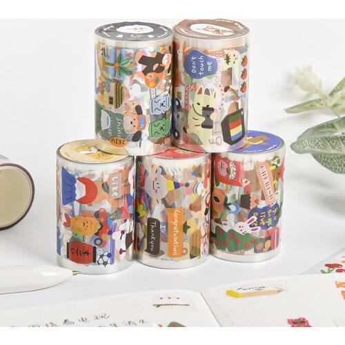 1Roll Cute Cartoon Food Logo Masking Tape 6 Kinds DIY Scrapbooking Stickers Stationery Journal Diary Washi Tapes 60mm*3m