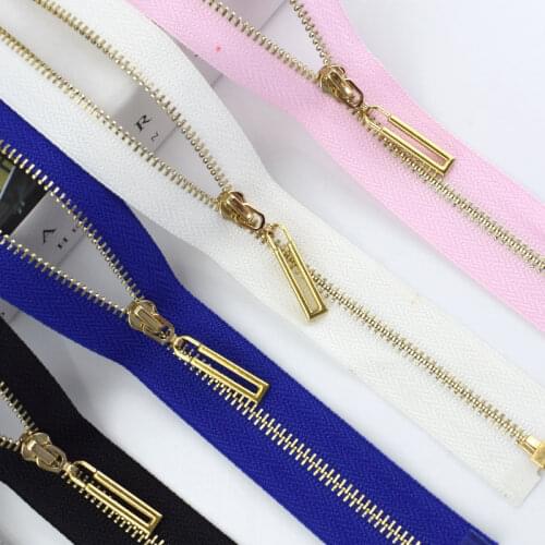 Meetee 2/5pcs 40-70cm Open-End 3# Metal Zipper Colorful Gold Zip DIY Bag Garment Sewing Accessories Zippers Blue Khaki Pink Red
