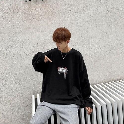 Round Neck Sweater Mens 2021 Spring Autumn New Fashion Printing Hip-hop Long-sleeved Shirt Trend Couple Loose Casual T-shirt