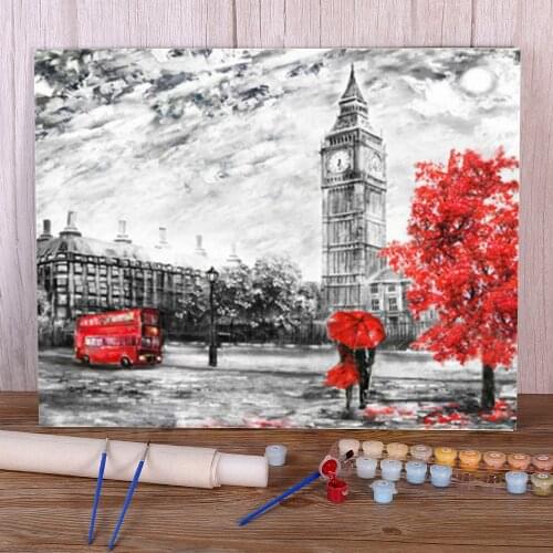 Landscape Street Paint By Numbers Package Oil Paints 50*70 Canvas Pictures Loft Picture For Kids For Drawing Handiwork Art