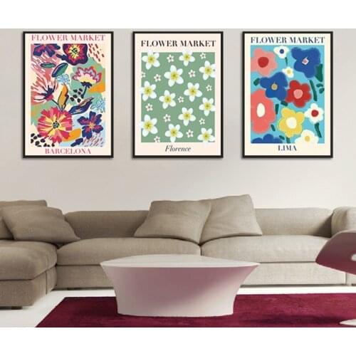 Wall Art Flower Market Picture Abstract Travel Cities Posters Prints Canvas Painting Living Room Bedroom Corridor Decoration