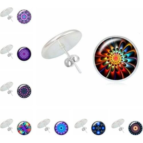 2020 New Earrings Mandala Kaleidoscope Time Glass Convex Girl Earrings Fashion Ladies Childrens Jewelry