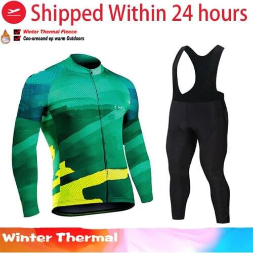 NEW Winter Thermal Fleece Set Cycling Clothes Mens Jersey Suit Sport Riding Bike MTB Clothing Bib Pants Warm Sets Ropa Ciclismo