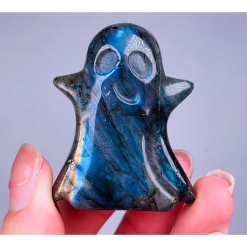Natural Labrador Mineral Quartz Hand Carved Ghost Polished Gemstones For Home DIY Decorations