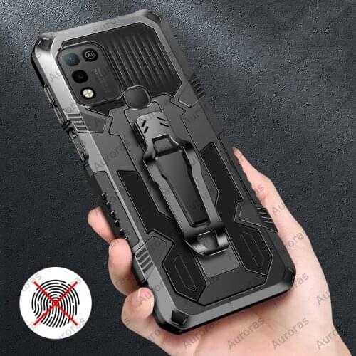 Auroras Shockproof Armor Cover For Infinix Hot 10 Play Case Magnetism Holder Back Clip Case For Infinix Hot 10 Play Cover