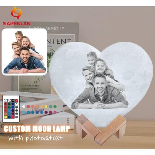 2020 New Dropship DIY Moon Night Lamp USB Rechargeable Text & Photo Customized 3D Heart Night Light for Wedding Brithday Gift