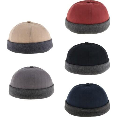 Unisex Biker Skull Sailor Rolled Cuff Brimless Beanie Hat