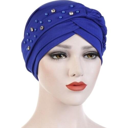 The New Spring and Autumn Models of Muslim Baotou Cap Monochrome Single-sided Bead Nail Drill Whip Turban Hat