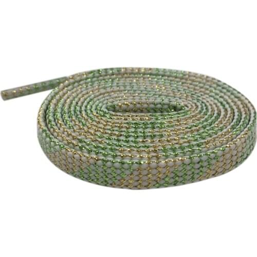 Coolstring 7mm Flat Black White Light Green Glitter Shoelaces Shiny Bootlaces Double Layer Hollow Shoe Laces Checkered Strings