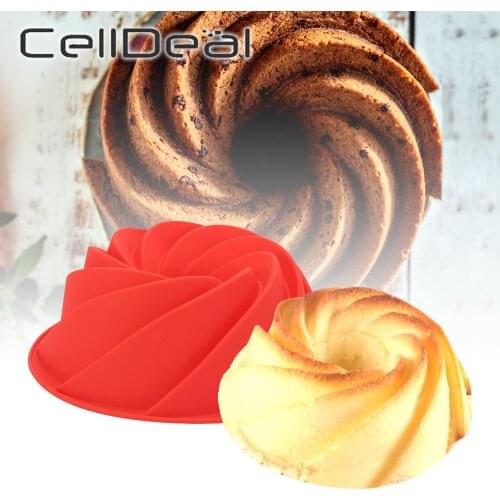 Silicone Cake Mold Large Swirl Shape Baking Mold Random Color Non Stick 3D Fluted for Bakery Cake Pudding Dessert Cakeg Tools