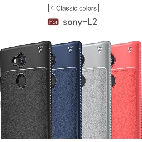 For Sony Xperia L2 Shockproof Case Litchi Skin Leather Coated TPU Phone Case For Sony TPU Case 5.5" Xperia L2 H3311 H3321 H4311
