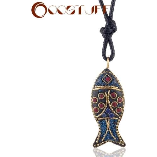 Vintage Fish Pendant Long Necklace for Women Statement necklaces & pendants Vintage Jewelry collares Chokers Suspension Chain