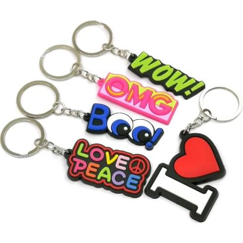 1PCS PVC key ring beautiful words cartoon key chains kawaii fashion letter key-holder Decorative Pendant Gift Creative Key Chain