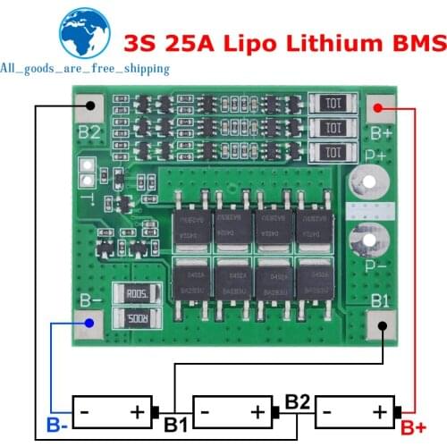 3S 25A Li-ion 18650 BMS PCM Battery Protection Board BMS PCM With Balance For li-ion Lipo Battery Cell Pack Module DIY