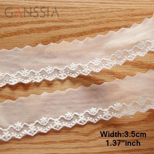 1yrd/lot Width:3.5cm Exquisite double layer wave mesh lace for garment,ivory white cotton embroidered lace for sewing (ss-455)