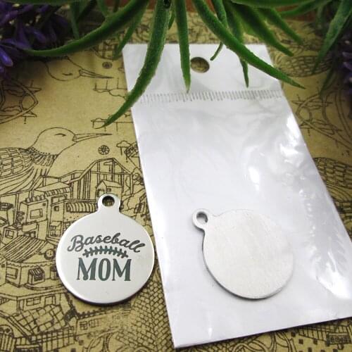 20pcs--"Baseball Mom"stainless steel charms 5 styles for choosing DIY Charms for necklace bracelets
