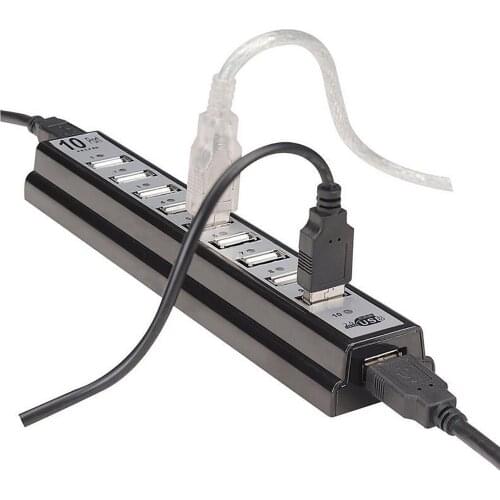 10 High Speed With USB 2.0 Ports Power Supply Adpter Support USB1.0/1.1 Compatible USB 2.0 For PC Laptop Computer Adpter