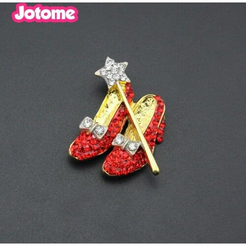 100pcs/lot free shipping gold tone custom 40mm red high heel brooch