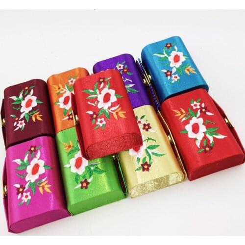 12pcs Mirror Embroidered Flower Christmas Candy Box Small Wedding Party Favor Empty Double Lipstick Case Lip Balm Packaging