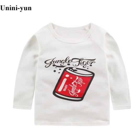 2018 Girls T Shirt Baby Girl Clothes Kids Long Sleeve T-Shirts Cotton Camiseta T-shirt Roupas Infantis Menina White bottle print