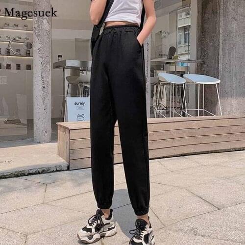 2020 Casual High Waist Harem Pants Cotton Sweat pants Solid Sport Pants Fashion Women Bottoms Pants Women Loose Trousers 11065