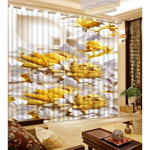 3d curtains Custom any size Relief Peony modern home decor flower curtains for living room home use
