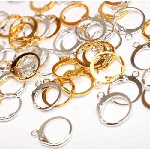 50pcs Metal Silver color Clip Earring Rhodium Clip on Earring Findings with Loop Clasp Round Base Earings Making Accessories