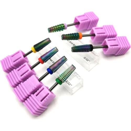 7 Types Rainbow Tungsten Carbide Bits Nail Drill Bit Milling for Electric Manicure Nail Art Tool Accessories Colorful Coating