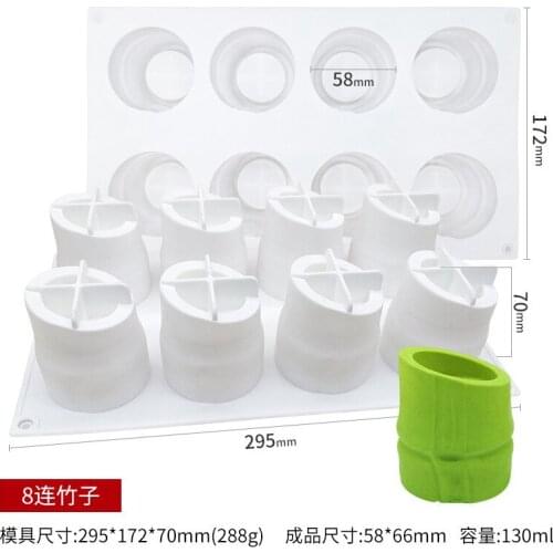 8 Holes Bamboo Tube Shape Silicone Cake Mold For Baking Mousse Chocolate Sponge Moulds Cake Decorating Moule