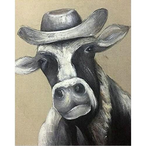 5D DIY Diamond Embroidery Cartoon hat bull head Diamond Painting Cross Stitch animal Square Round Drill Mosaic Decoration