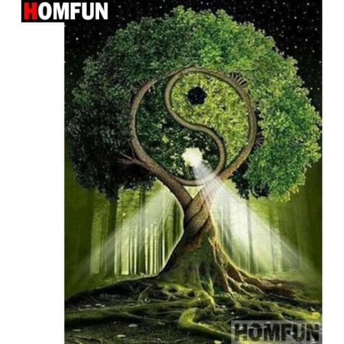 HOMFUN Full Square/Round Drill 5D DIY Diamond Painting "Tree scenery" 3D Diamond Embroidery Cross Stitch Home Decor A19840
