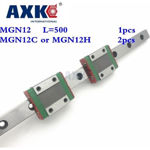 Axk Linear Rail 12mm Linear Guide Mgn12 L 500mm Rail With 2pcs Mgn12c Or Mgn12h Carriages Block For Cnc Diy And 3d Printer Xyz