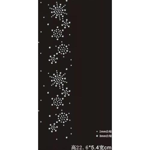 Free shipping little flowers dots with a strip rhinestones heat transfer for clothing