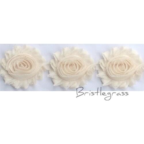 BRISTLEGRASS 1 Yard 2.5" 6cm Cream Frayed Shabby Rose Flowers Rosette Mesh Lace Trim Kids Headband Hair Tie Bridal Wedding Dress