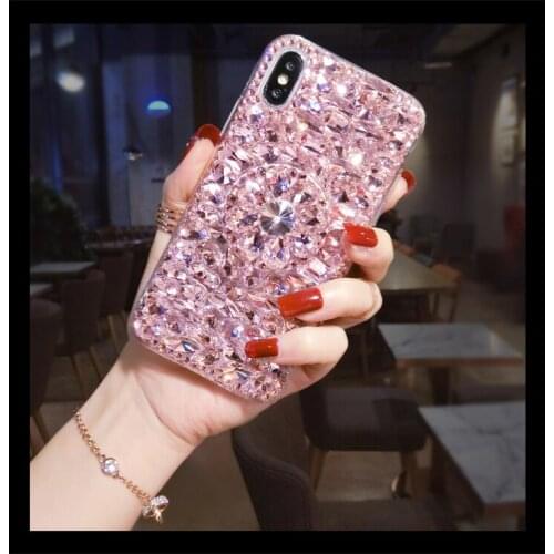 For iPhone 11 12 mini PRO MAX 7 8 Case Luxury Glitter Diamond Case For iPhone X XR XS Max 6S Crystal Airbag Bracket Back Cover