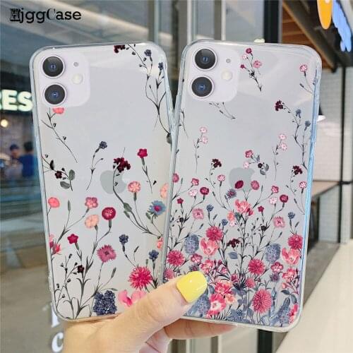 Hand Painted Phone Case For iphone X XS MAX XR Flower Cover Soft Clear Case For iPhone 11 12 Pro MAX Mini 6s 7 8 Plus SE 2020